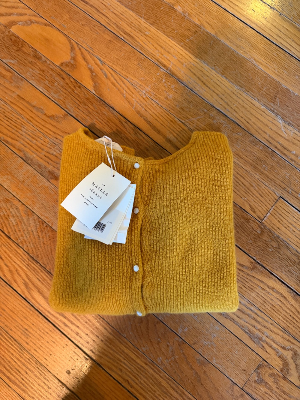 Sezane Mustard Ribbed Button-Accent Women's Sweater RARE color - Picture 2 of 6